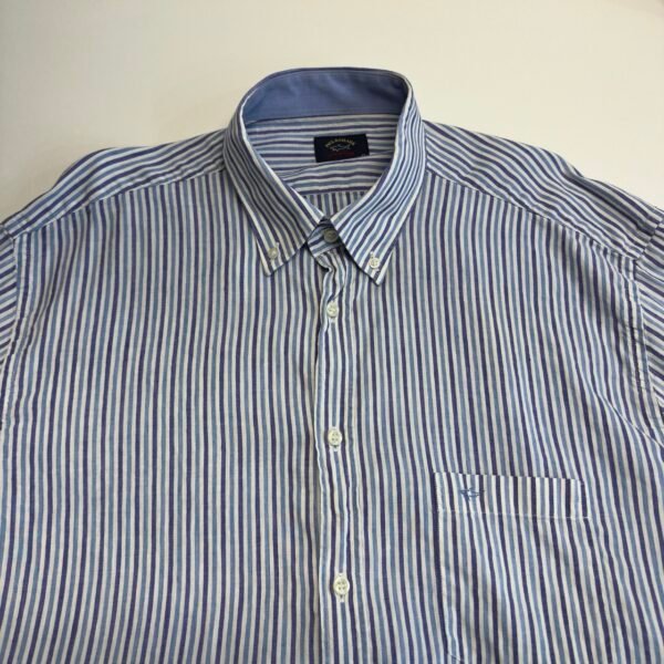Paul & Shark Linen Blend Shirt Blue Striped XL / 43 17.5 Men’s Long Sleeve