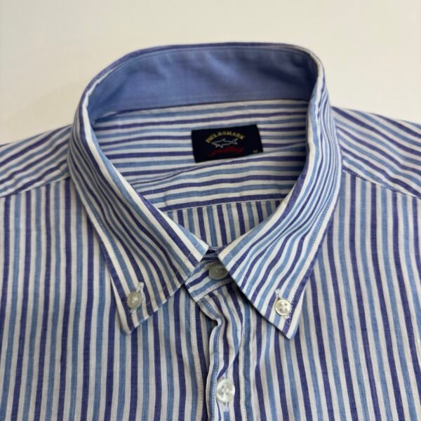 Paul & Shark Linen Blend Shirt Blue Striped XL / 43 17.5 Men’s Long Sleeve