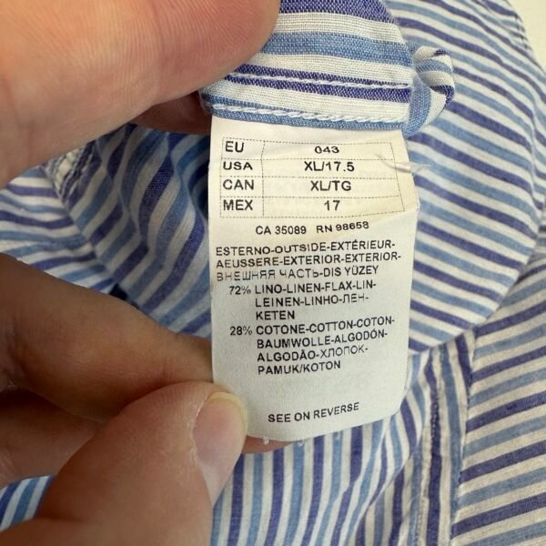 Paul & Shark Linen Blend Shirt Blue Striped XL / 43 17.5 Men’s Long Sleeve
