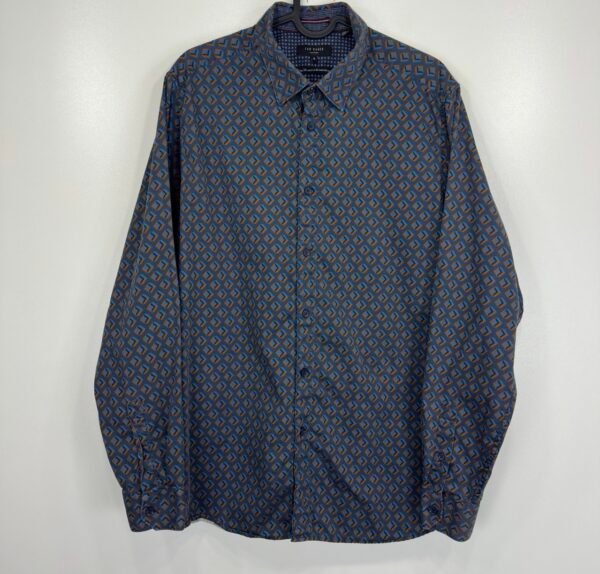 Ted Baker Shirt Geometric Pattern Size 5 / L Men’s Slim Fit