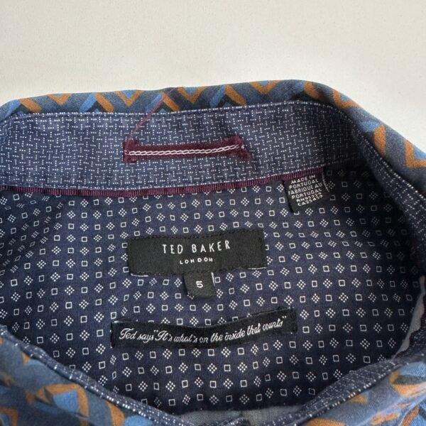 Ted Baker Shirt Geometric Pattern Size 5 / L Men’s Slim Fit