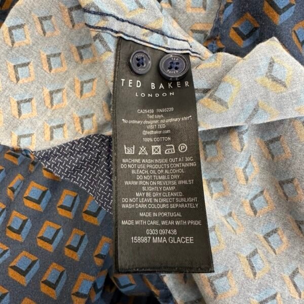 Ted Baker Shirt Geometric Pattern Size 5 / L Men’s Slim Fit