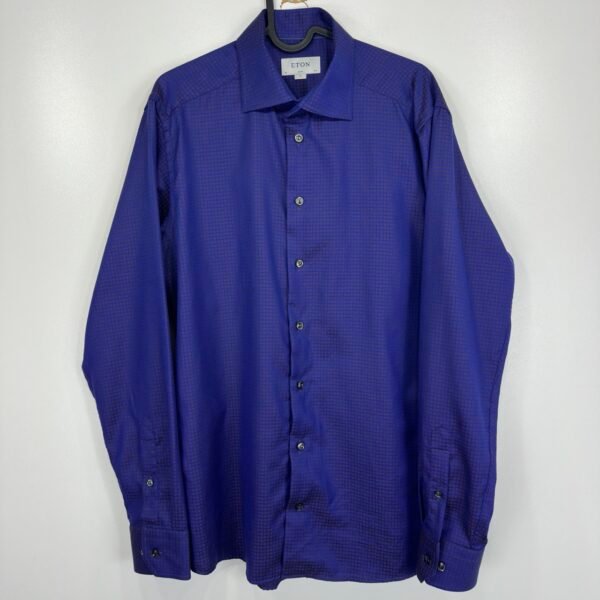 Eton Signature Twill Blue Dress Shirt M 40 Men’s Slim Fit