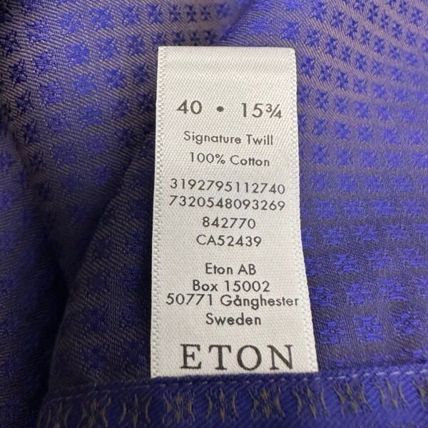 Eton Signature Twill Blue Dress Shirt M 40 Men’s Slim Fit