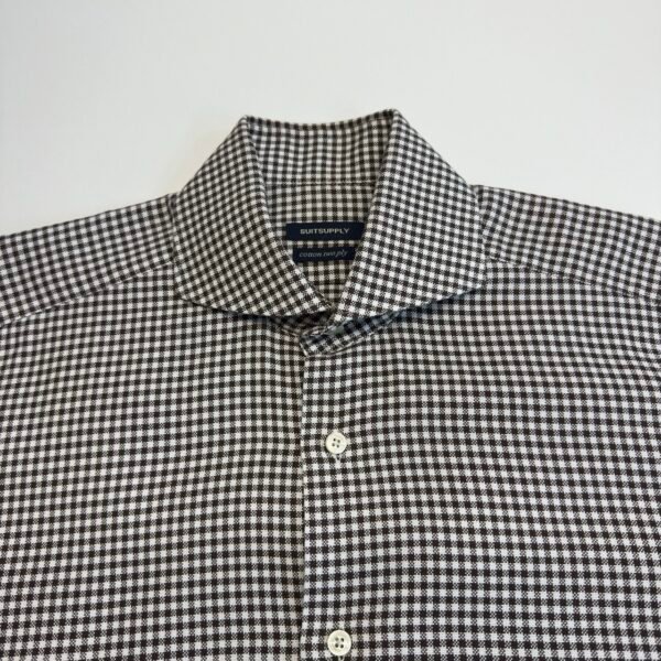 Suitsupply Check Formal Shirt 38 15 Men’s Slim Fit Cutaway