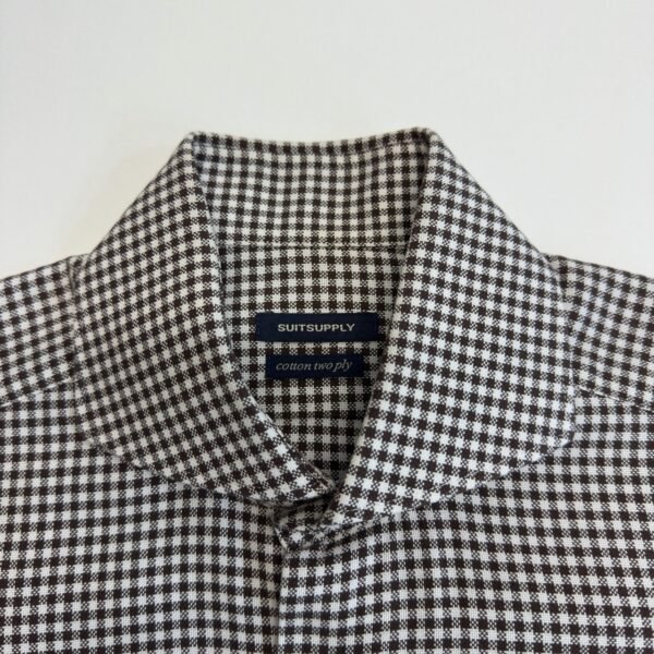 Suitsupply Check Formal Shirt 38 15 Men’s Slim Fit Cutaway