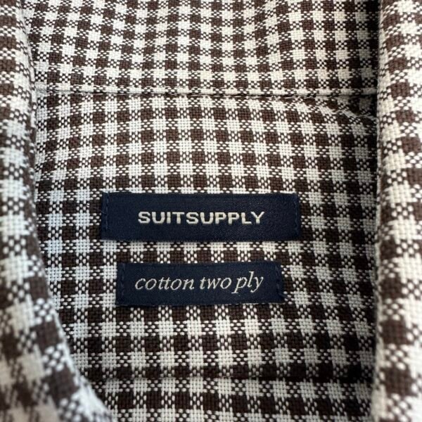 Suitsupply Check Formal Shirt 38 15 Men’s Slim Fit Cutaway