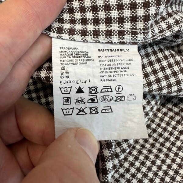 Suitsupply Check Formal Shirt 38 15 Men’s Slim Fit Cutaway