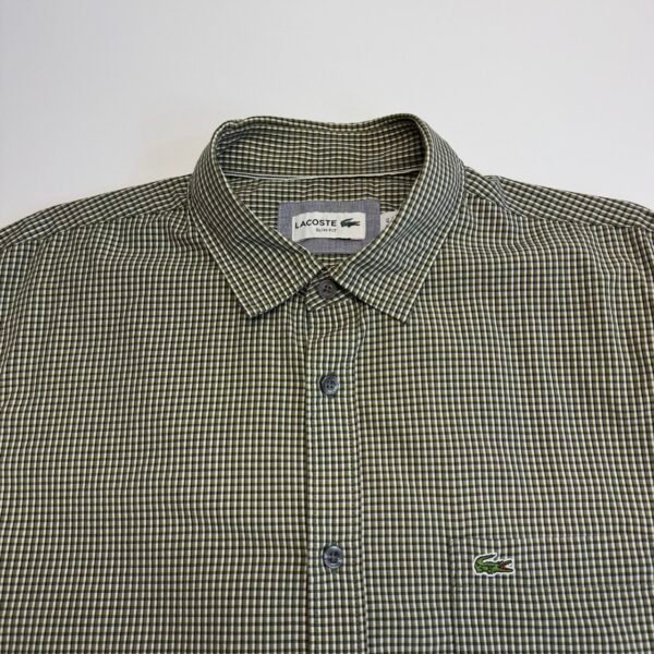 Lacoste Plaid Check Shirt Slim Fit Men’s M/L 41 Long Sleeve