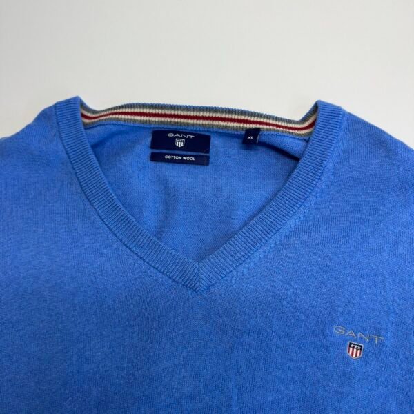 IMG_6275 Large Gant Sweater Blue V-Neck Cotton Wool Blend Men’s XL