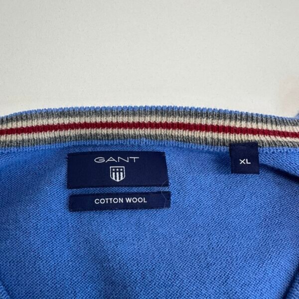 IMG_6276 Large Gant Sweater Blue V-Neck Cotton Wool Blend Men’s XL