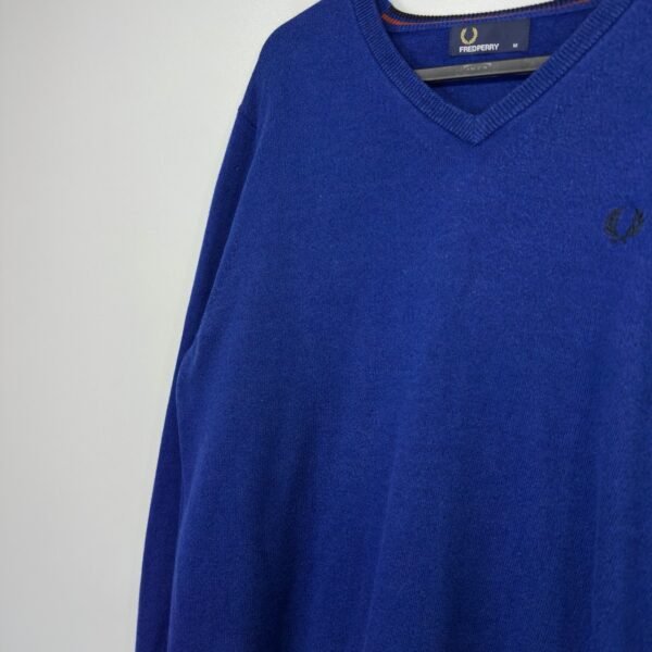 IMG_6285 Large Fred Perry Sweater Blue V-Neck Merino Wool Cotton Men’s M