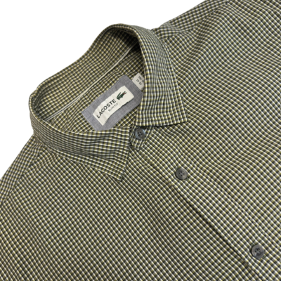 Lacoste Shirt Men's M/L FR 41 Slim Fit Plaid Check Long Sleeve Button Up