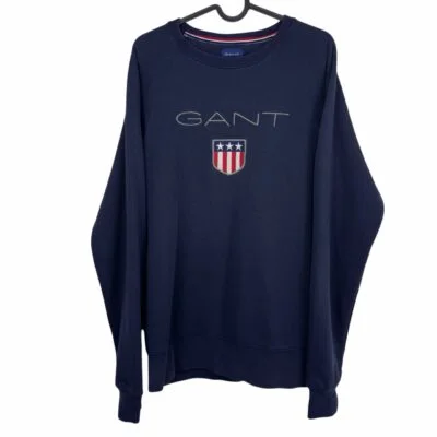 Gant Sweatshirt Men's Pullover Size M Blue Crew Neck Big Logo