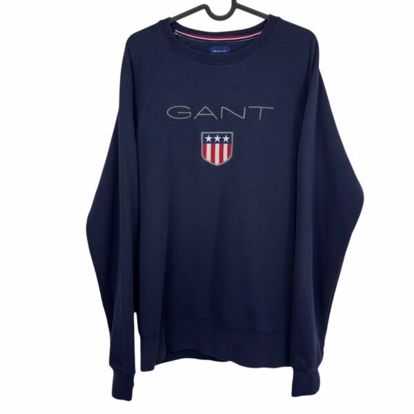 Gant Sweatshirt Men's Pullover Size M Blue Crew Neck Big Logo