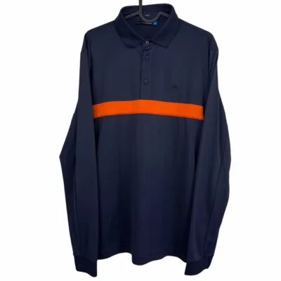 J.Lindeberg Ethan Slim Fit Jersey+ Polo Shirt Men's Size M Blue Long Sleeve Golf