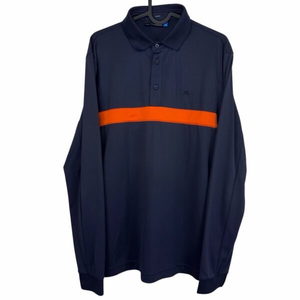 J.Lindeberg Ethan Slim Fit Jersey+ Polo Shirt Men's Size M Blue Long Sleeve Golf
