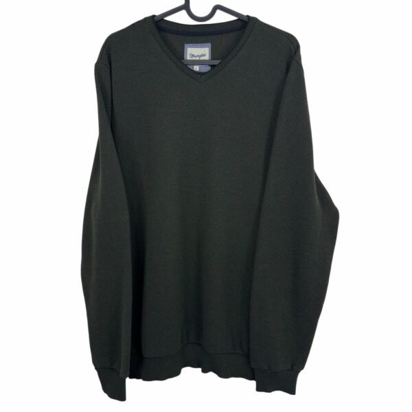 Wrangler Sweater Men's Jumper Size XL Green Knit Pullover V-Neck