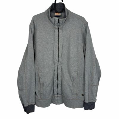 Hugo Boss Sweatshirt Men's Jumper Size M Grey Full Zip Sweater High Neck