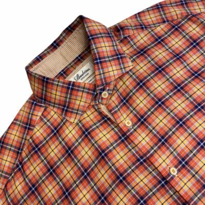 Stenstroms Shirt Men's 16 41 Orange Plaid Check Long Sleeve