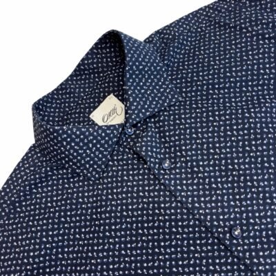 Oscar of Sweden Floral Shirt Men's 16.5 42 Blue Regular Long Sleeve Button Up