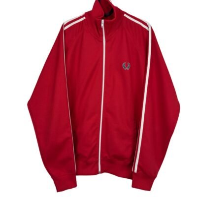 Fred Perry Red Track Jacket Mens L Full Zip
