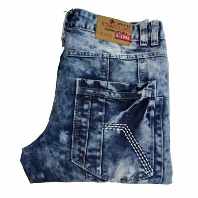 Kosmo Lupo Jeans Blue W36 L32 Men’s Acid Wash Straight Zip