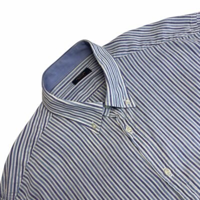 Paul & Shark Linen Blend Shirt Blue Striped XL / 43 17.5 Men’s Long Sleeve