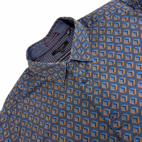 Ted Baker Shirt Geometric Pattern Size 5 / L Men’s Slim Fit