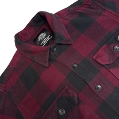 Dickies Flannel Shirt Burgundy Black M Men's Big Check